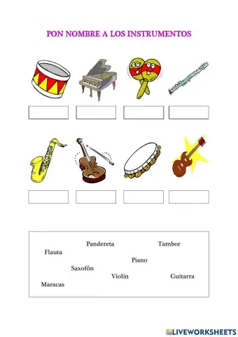 Nombres de los instrumentos