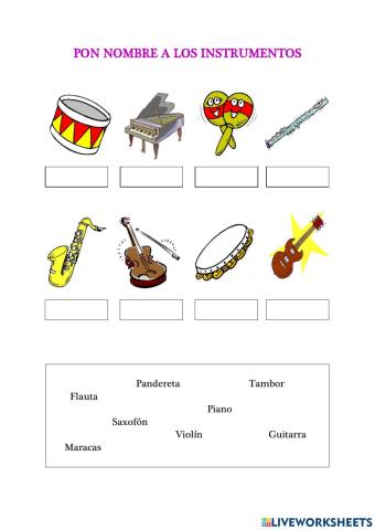 Nombres de los instrumentos