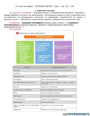 География 10 клас  Третичен сектор