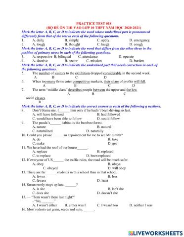 Ôn thi vào 10 - đề 18 - 40 tn