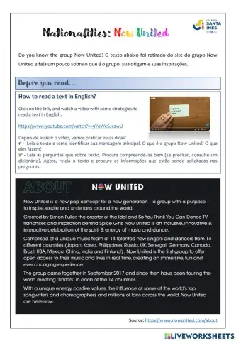 NOW UNITED - Nationalities