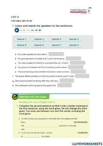 3rd -unit 14 pg 82  VOCABULARY