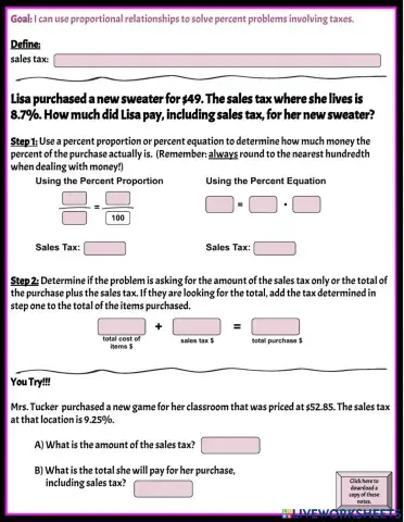 Percents & Sales Tax Notes