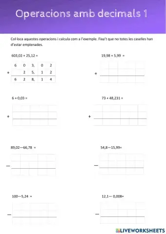 Operacions amb decimals 1