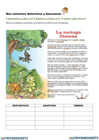 Sustantivos, adjetivos y verbos