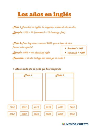 Los años en inglés