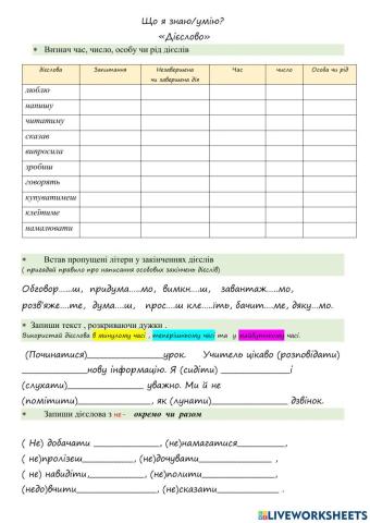 Підсумок з теми -Дієслово-