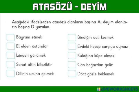 Atasözü-Deyim Etkinlik