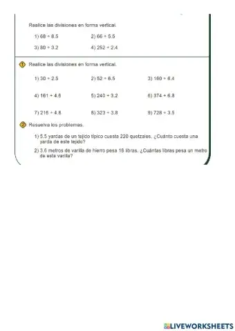 División de entero entre decimal