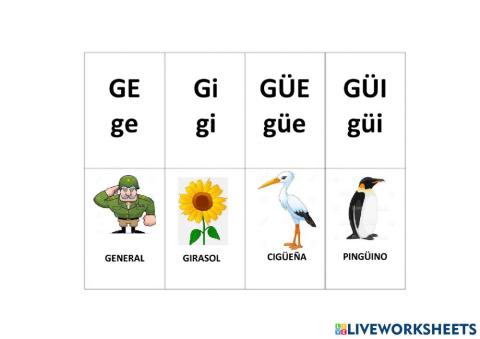 Silabas ge gi güe güi