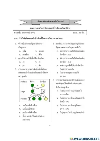แบบทดสอบหน่วยพันธุกรรมของสิ่งมีชีวิต