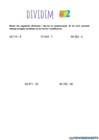 Divisions d'1 i 2 xifres