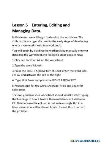 Lesson 5 Entering Editing and Managing Data.