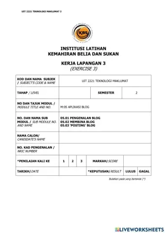 UIT2221 Kerja Lapangan Blog
