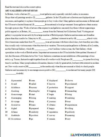 Use of English. Art galleries