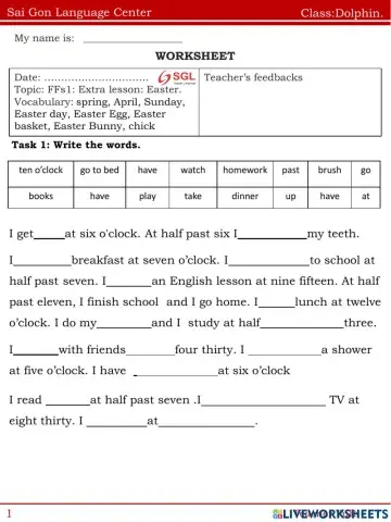 FFs1: Extra lesson: Easter Day