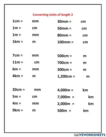 Convert units of length 2