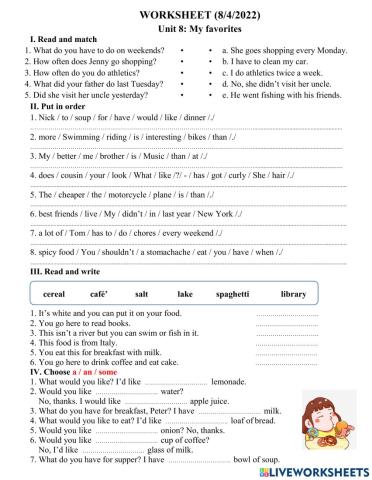 Liveworksheet 8.4.2022