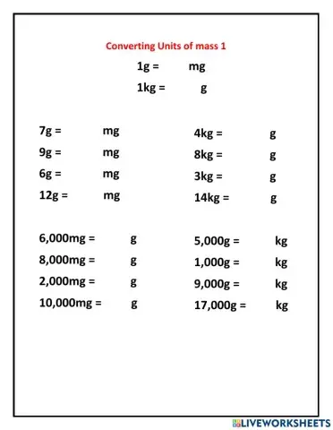 Convert units of mass 1