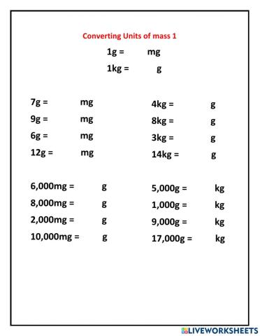 Convert units of mass 1