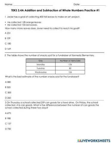 3.4a Teks Math Problems (-+)