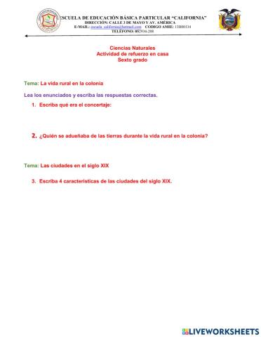 La vida rural en la colonia