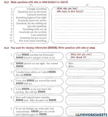 Subject and object questions