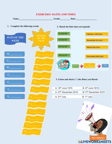 Exercises dates and times