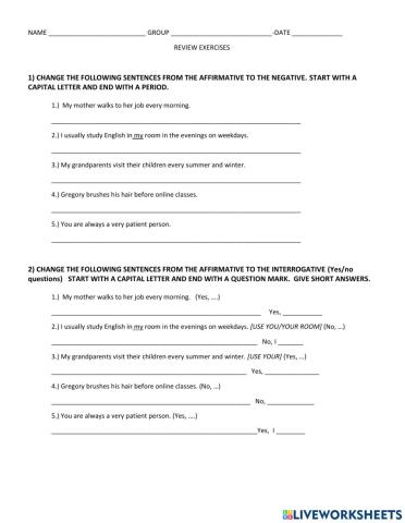 Sentance transformation- word order
