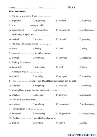 Ed and ing adjectives