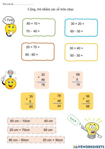 Toán 1 các số tròn chục