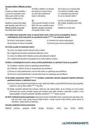 Práce s textem - Mlýnek na kávu