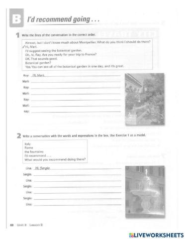 Unit 8 Lesson B I'd recommend going