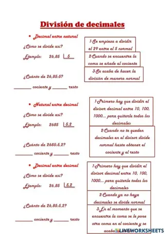 DIVISIÓN CON DECIMALES