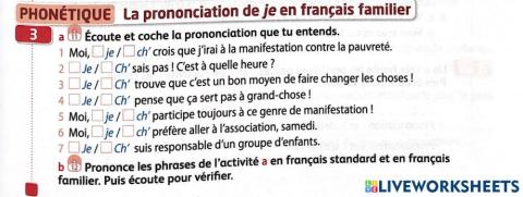 La prononciation (je - ch)