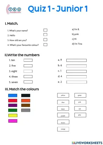 Colours and numbers