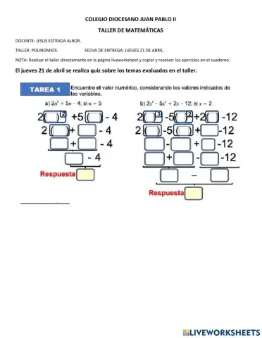 Valor numérico y raíces de un polinomio