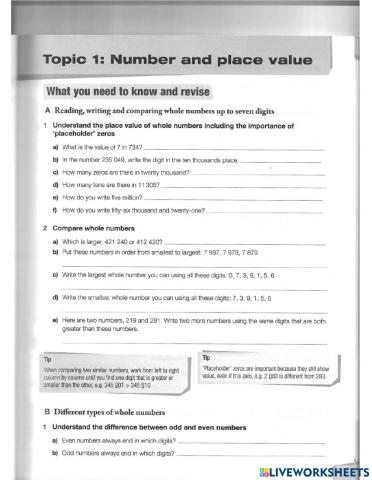 Number and Place Value Revision