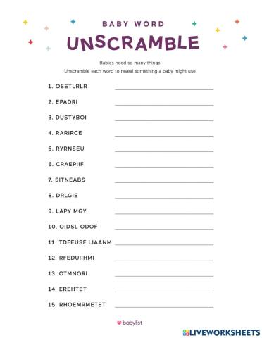 Baby Word Unscramble