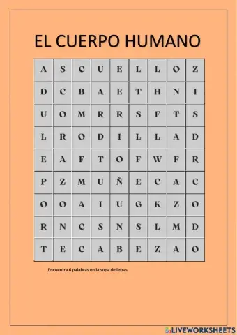 Sopa de letras el cuerpo humano