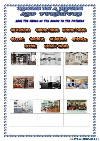 Rooms ans furniture in a house