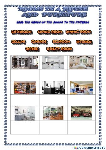 Rooms ans furniture in a house