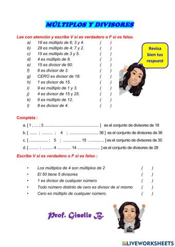Múltiplos y divisores