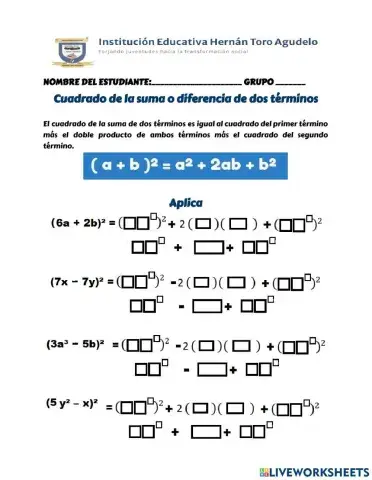 Cuadrado de la suma de dos términos