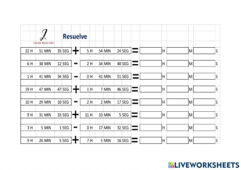 Sumas y restas de tiempo 1