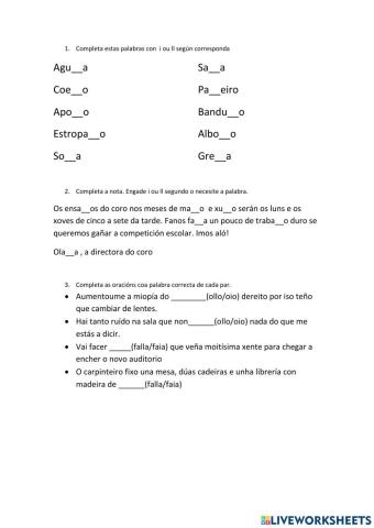 Ortografía: i ou ll