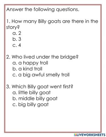 Q and A 3 billy goat