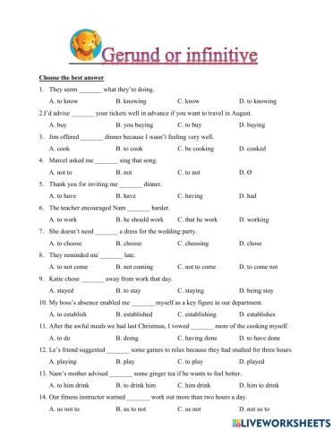 Gerund of infinitive