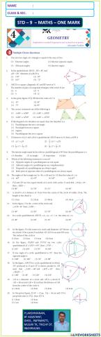 Std - 9 maths em one mark tamilnadu ch-4 geometry