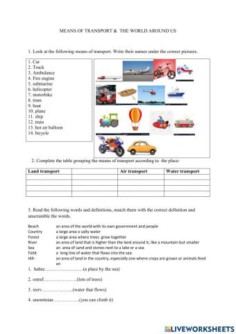 Landscape items & transportation